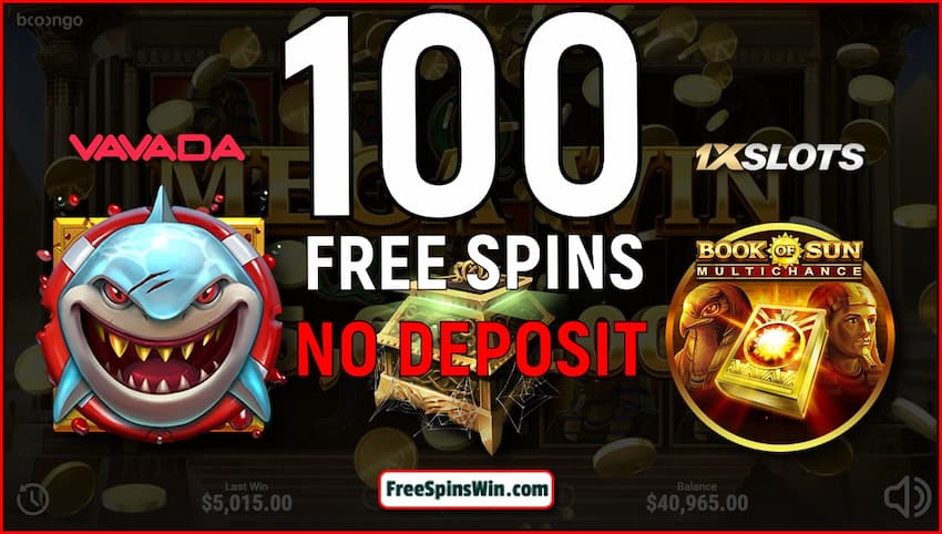 Get 100 free spins no deposit for signing up at the best casinos 2023 pictured.