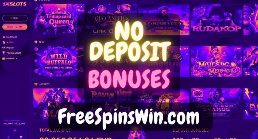 Only free spins and no deposit bonuses at Freespinswin.com are pictured.