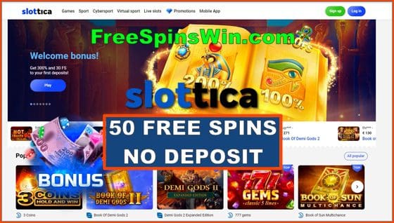 Read the full review of the casino Slottica and claim free spins at FreeSpinsWin.com is in this image.