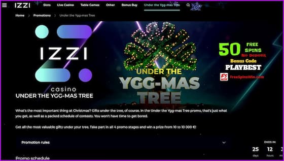 Special promotions and tournaments in the casino IZZI on FreeSpinsWin.com is in this image!