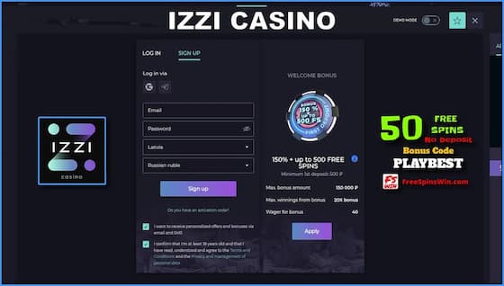 The registration process in the casino IZZI is quick and easy is in this image!
