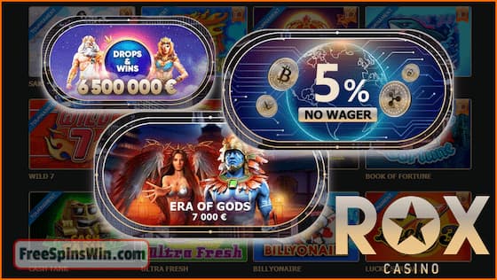 Get a 5% cryptocurrency bonus without the Wager in the casino ROX in this picture.