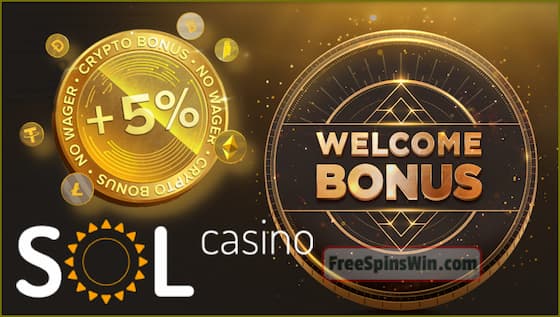 Get a great first deposit bonus in the casino SOL in this picture.