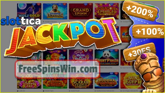 Get a no deposit bonus and win the Jackpot in the casino Slottica in this image!