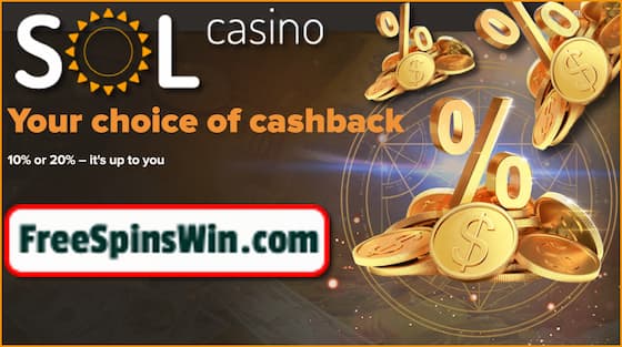 Get a profitable cashback on deposits made in the casino Sol in this picture.