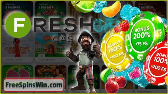 Get free spins with no deposit and bonuses in the casino Fresh in this picture!