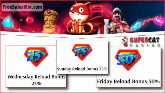 Get great bonus offers on deposits in the casino Super Cat in this picture!