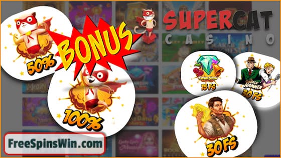 Get lucrative bonuses and participate in special promotions in the casino Super Cat Iin this image