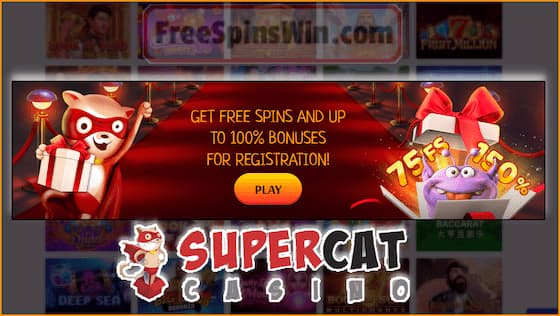 Just sign up in the casino Super Cat and get 60 spins with no deposit in this picture!