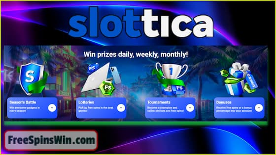 Look out for daily promotions and get bonuses in the casino Slottica in this image!