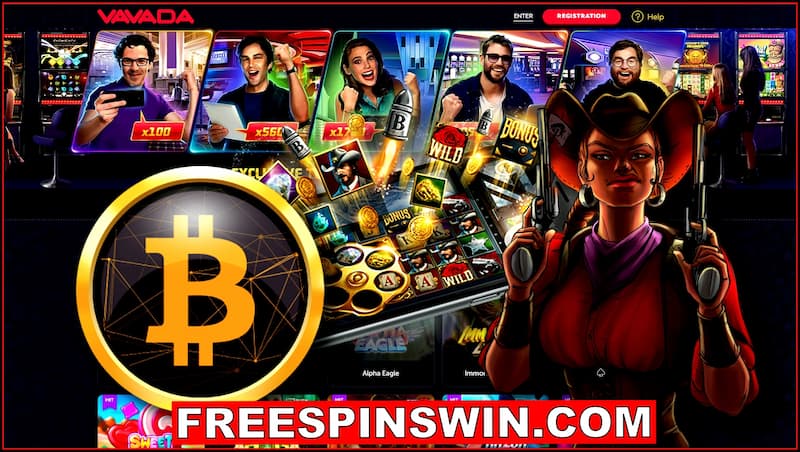 An image of a slot machine game with the title 'Free Spin Frenzy' in a crypto casino