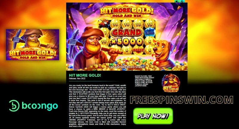 Play new free slot HIT MORE GOLD from Booongo pictured.