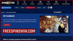 VIP Cashback and loyalty program for players at Spinbetter Casino.