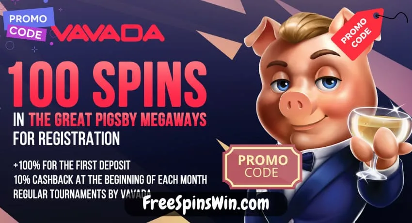 Get 100 free spins and no deposit bonuses with Vavada promo codes 2023 pictured.